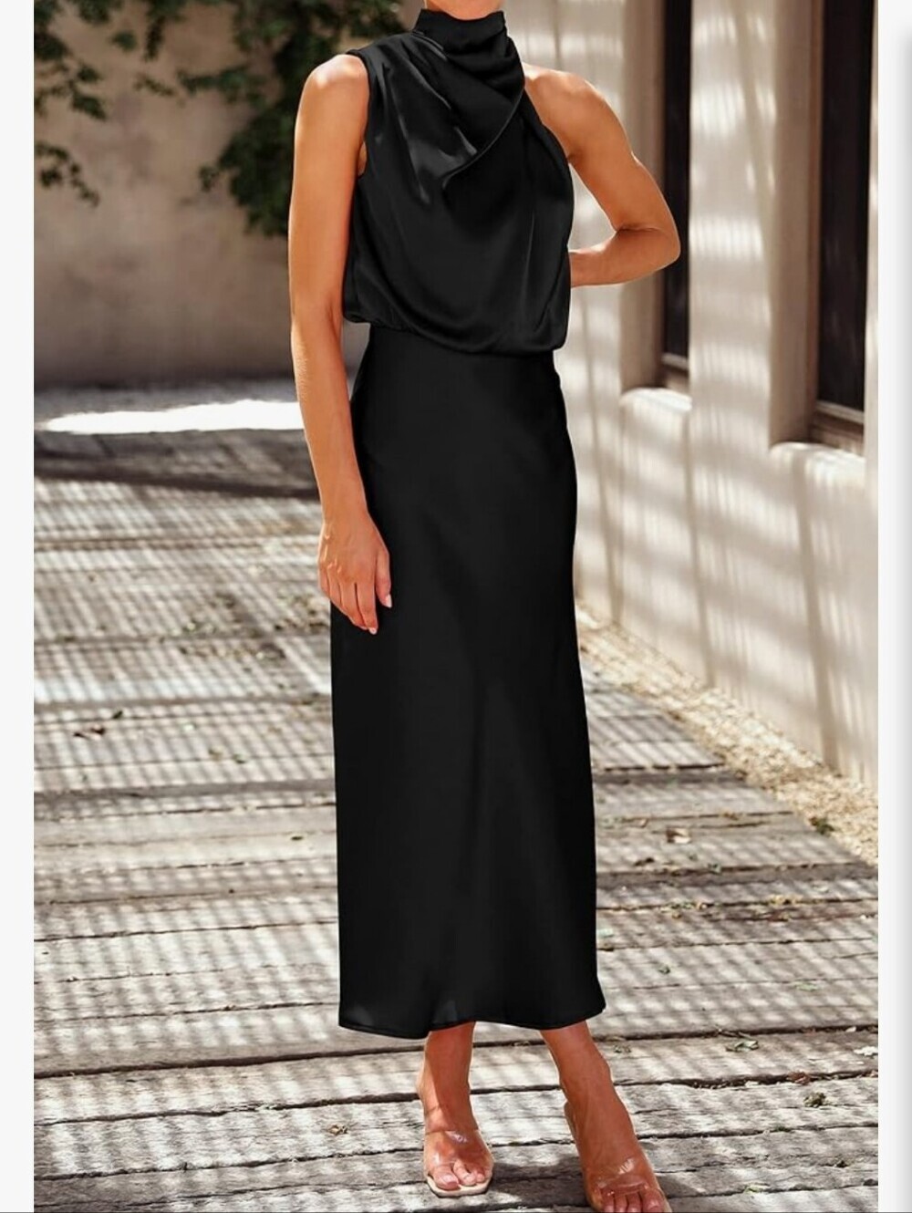 Draped One-Shoulder Black Dress NWT SMALL - Picture 6 of 16